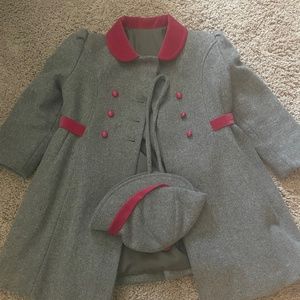 Girls FW Fisher wool dress coat and hat